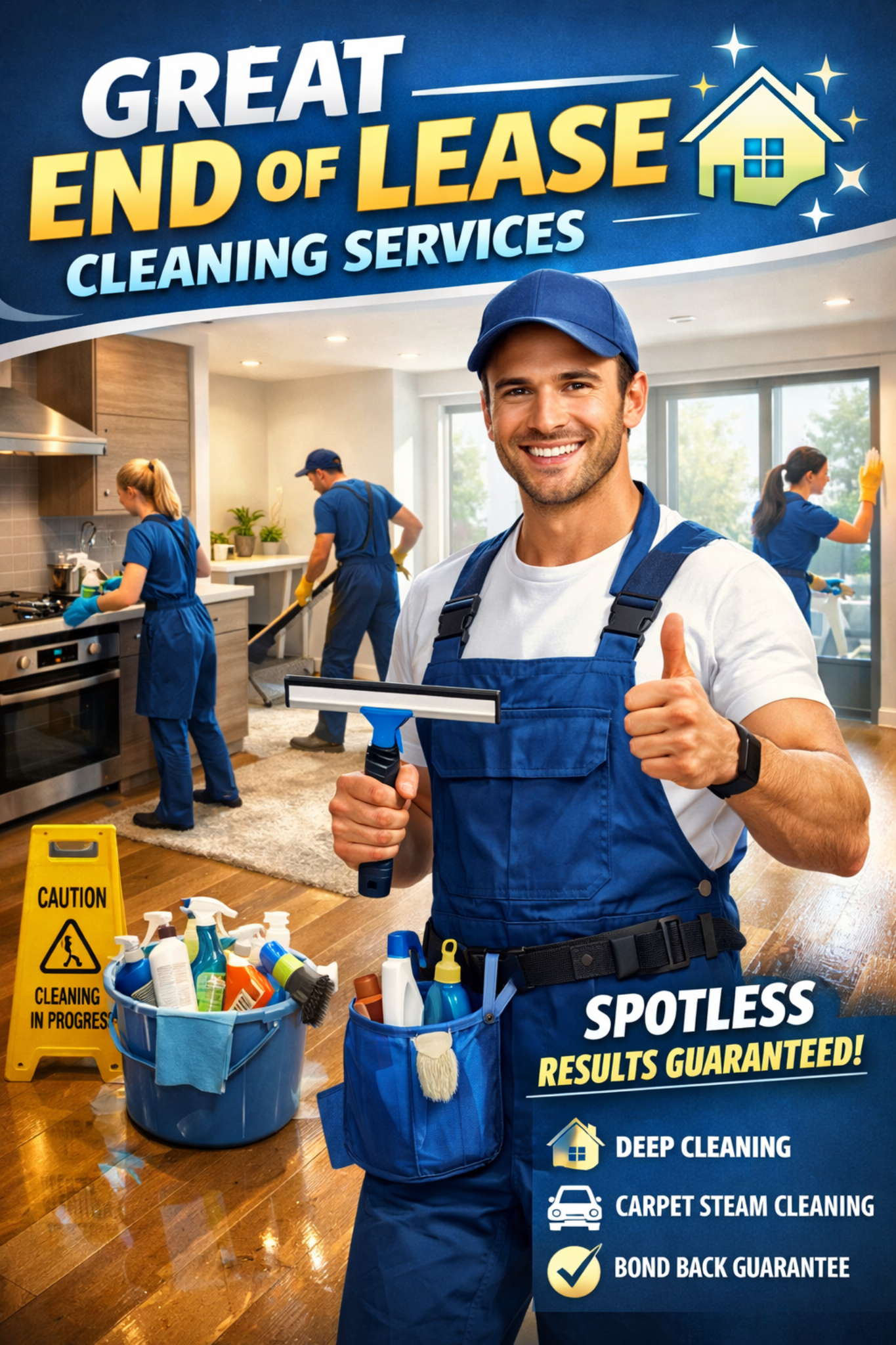 Professional end of lease cleaning team preparing a property for final inspection